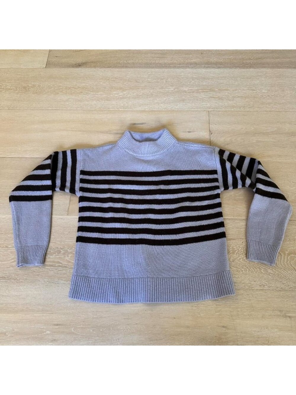 Ann Taylor purple striped turtleneck sweater Size:...